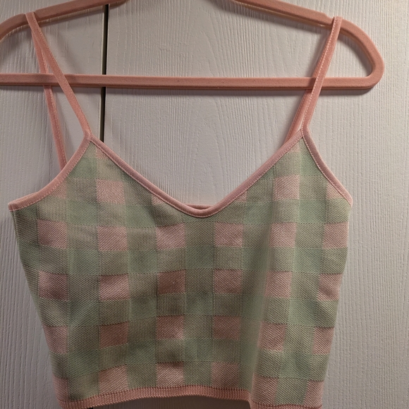 Zara Green and Pink Checkered Cardigan - Picture 6 of 6